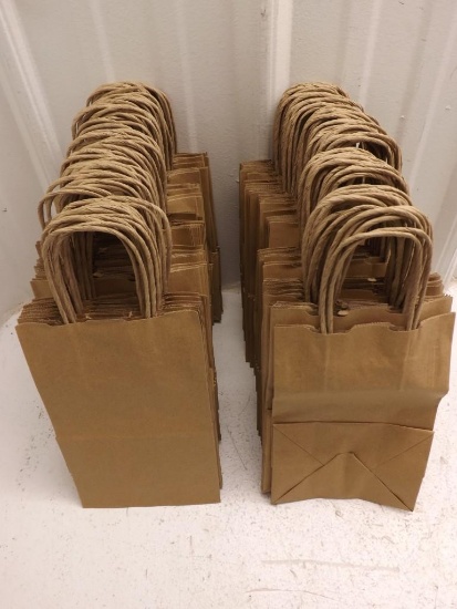 50 pcs 8"x 5'' Kraft Paper Bags Gift Bag with Handles for Wedding Party