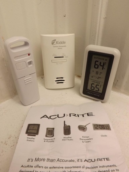 ACU-RITE DIGITAL INDOOR/OUTDOOR THERMOMETER , KIDDIE CARBON MONOXIDE ALARM