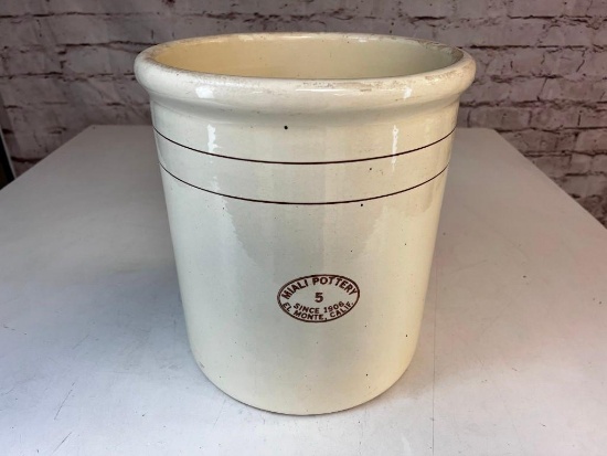 Vintage Crock Miali Pottery Stoneware 5 Gallon El Monte California