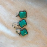 Sterling Silver and Turquoise Pierced Earring and Necklace Pendant Set