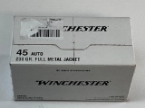 Winchester 45 Auto 230 Gr Full Metal Jacket box of 100 Cartridges Ammo Ammunition