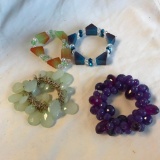 Lot of 4 Misc. Colorful Beaded Costume Bracelets