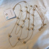 Lot of 3 Identical Gold-Toned Costume Necklaces with Circular Beads