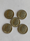 Five 1964 Roosevelt Dimes