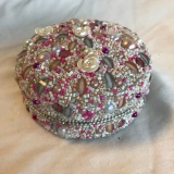 Pink and White Jewelry Box with Decorative Faux-Gems and Beads