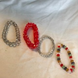 Lot of 4 Misc. Bohemian Glass Beaded Bracelets