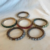 Lot of 6 Similar Colorful Rhinestone Bracelets