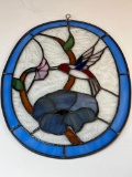 Vintage Stained Glass Hummingbird Suncatcher Window Decor