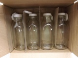 NEW 32 oz Glass Milk bottles with lids X 4