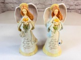 Lot of 2 Enesco Foundations 2004 September and April Birthday Angel Figurines By Karen Hahn