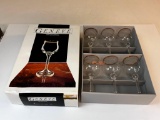 Vintage Bohemia Crystal Geneve Gold Rim Wine Glasses Set of Six NEW with box