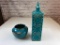 Home Decor Blue Bowl and Tall Vase with Cover