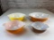 Lot of 4 Vintage PYREX Baking Bowls all Different Colors and Sizes
