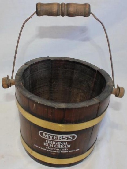 Vintage Myers's Rum Cream Wood Barrel With Handle