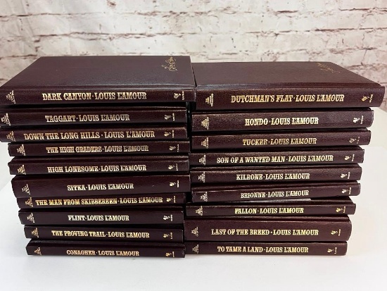 Lot of 19 Louis L'Amour Bantam Leatherette Western Collectible Books