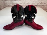Vintage Calliope LINDSAY Cowboy Boots Size 4 Children Red with Stars