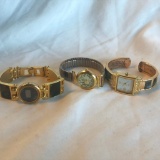 Lot of 3 Misc. Gold-Toned and Black Women's Watches