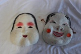 Genuine Male and Female Kabuki Masks Signed By Japanese Artist Size Adult