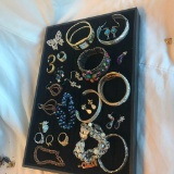 Tray Lot of Misc. Bracelets, Rings, and Earrings
