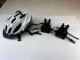 Lazer Medium Size Bike Helmet and a set of Bike Pedals with straps