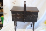 Antique Wood 3 Level 2 Sided Sewing Cabinet or Whatnot Storage