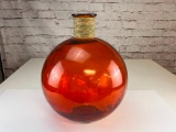 Large Round Orange Glass Vase