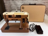 Vintage Singer 401A Sewing Machine Slant-O-Matic With Case and Pedal