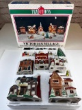 Traditions Victorian Village Sixteen Piece Hand Painted Porcelain Winter Scene with Light Set