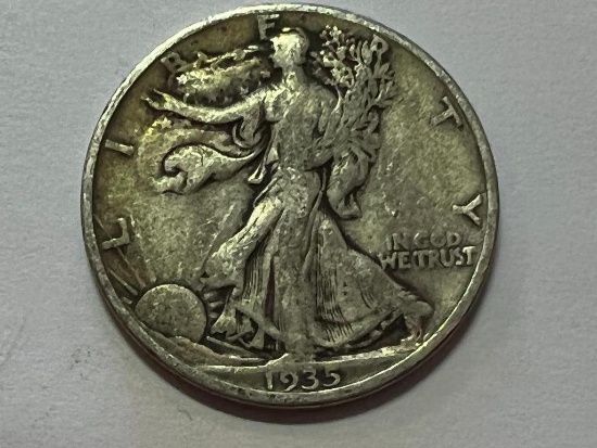 1935-D US Walking Liberty Half Dollar 50 Cent Coin 90% Silver