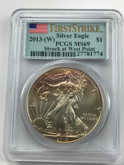 2013-W West Point American Eagle Silver Coin 1 oz 999 Fine Silver $1 Coin First Strike PCGS MS69