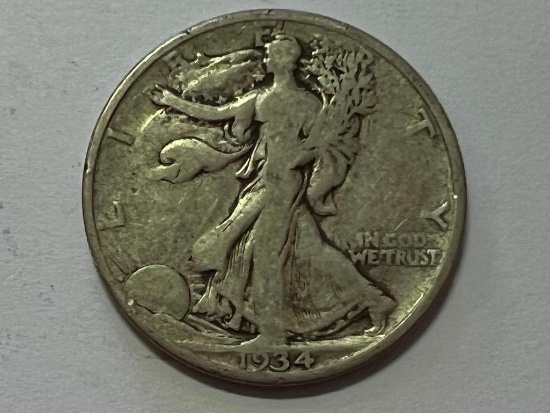 1934-S US Walking Liberty Half Dollar 50 Cent Coin 90% Silver