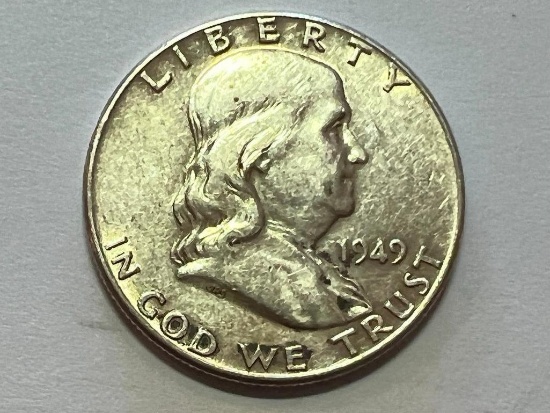 1949 US Franklin Silver Half Dollar 50 Cent Coin 90% Silver
