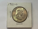 1951-S US Franklin Silver Half Dollar 50 Cent Coin 90% Silver