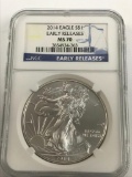 2014 American Eagle Silver Coin 1 oz 999 Fine Silver $1 Coin Early Releases NGC MS70