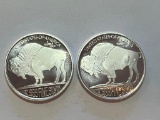Lot of 2 1oz of .999 Fine Silver Round Liberty Indian Head Buffalo Bullion