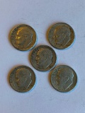 Lot of 5 Roosevelt Dimes 90% Silver; (4) 1960 and one 1962