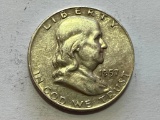 1957-D US Franklin Silver Half Dollar 50 Cent Coin 90% Silver