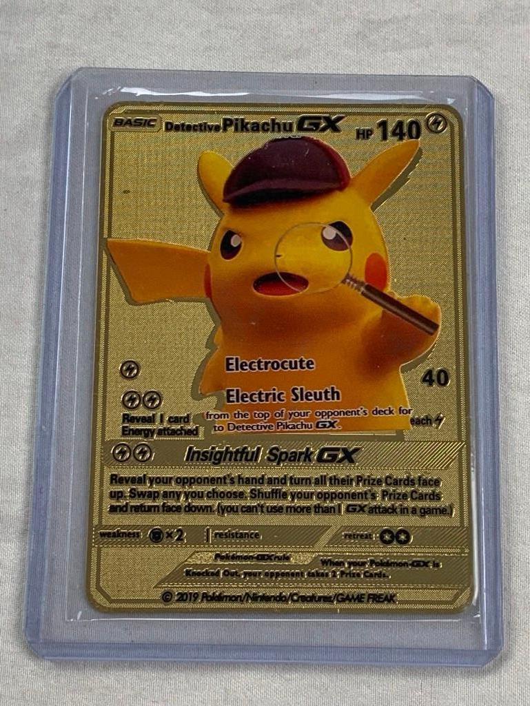 GOLD Detective Pikachu GX metal collector's Replica