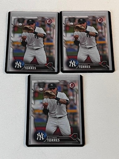 Lot of 3 GLEYBER TORRES 2017 Bowman Baseball ROOKIE Cards. NM/MINT condition