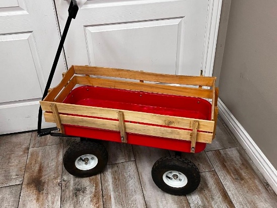 Red Wagon With Wood Sides
