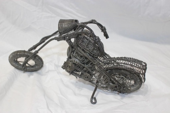 Unique Vintage Wire Made Motorcycle Chopper Wheels Turn