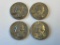 Lot of 4 1964 US Silver Quarters 25 Cent Coins 90% Silver