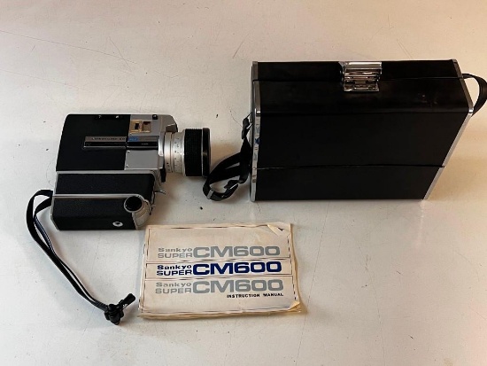 Vintage Sankyo Super Cm 600 Video Camera With Case and manual