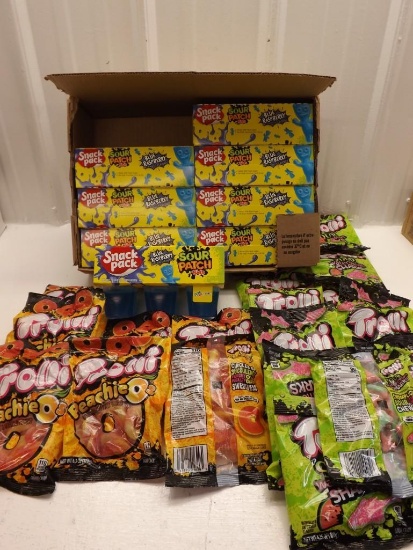 CASE LOT AND OPEN BOX LOT SOUR PATCH KIDS SNACKS AND TROLLI