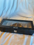 Black STAUER 6-Watch Display/Storage Case with Faux-Leather Exterior and a Close Latch