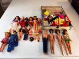 Large lot of Vintage Dolls from the 1960's with clothing, Barbies , Other Brands and also a Storage