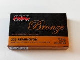 PMC Ammunition Bronze 223 Remington 55 Gr FMJ-BT Ammo Box of 20 Cartridges