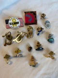 Lot of 18 Misc. Costume Lapel Pins and Brooches