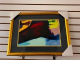 Framed Colorful Abstract Art Print TIGER TIGER By Local Artist Bob Moeller. Measures 24