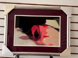 Framed Colorful Abstract Art Print STRUGGLE By Local Artist Bob Moeller. Measures 24